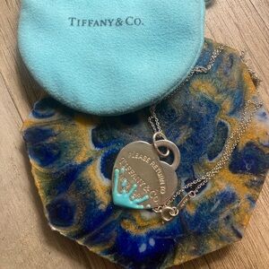 Tiffany’s & Co blue splatter charm and necklace